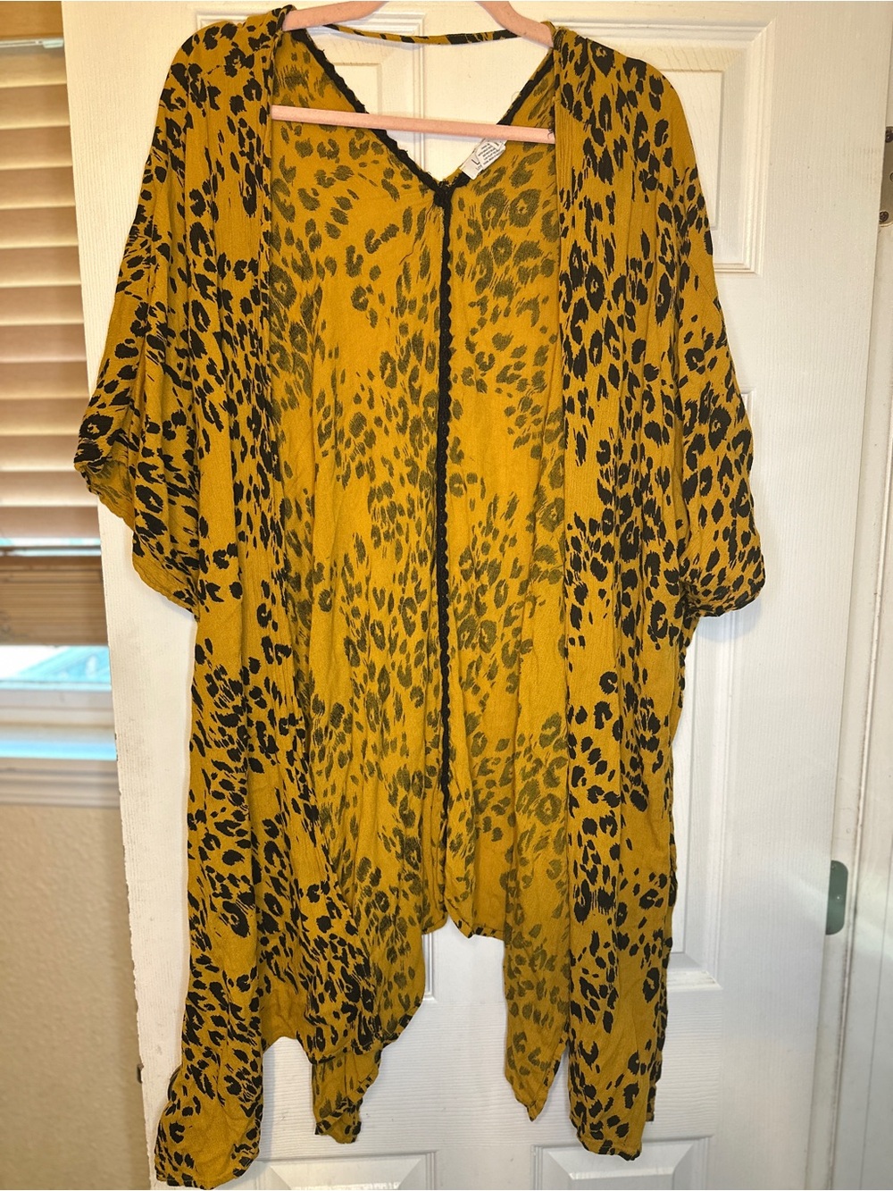 Women's Mustard Yellow Animal Print Kimono